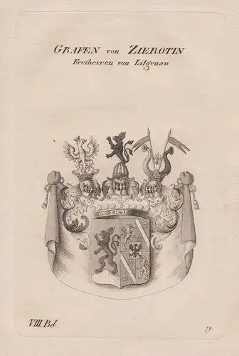 Grafen von Zierotin. Freiherren von Lilgenau. - Wappen Adel coat of arms Heraldik heraldry