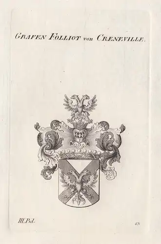 Grafen Folliot von Creneville. - Wappen Adel coat of arms Heraldik heraldry
