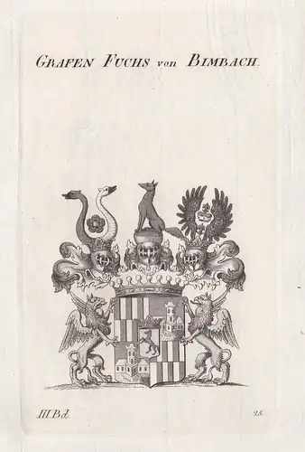 Grafen Fuchs von Bimbach. - Wappen Adel coat of arms Heraldik heraldry