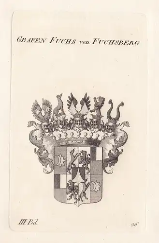 Grafen Fuchs von Fuchsberg. - Wappen Adel coat of arms Heraldik heraldry