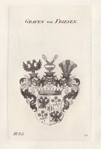 Grafen von Friesen. - Wappen Adel coat of arms Heraldik heraldry