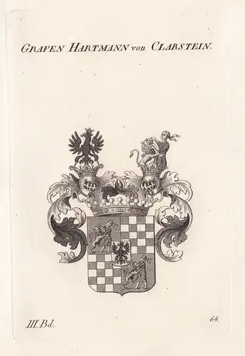 Grafen Hartmann von Clarstein. - Hartmann Klarstein Wappen Adel coat of arms Heraldik heraldry