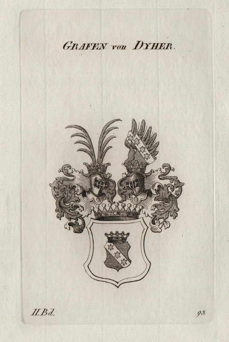Grafen von Dyher. Dyhrn Dyherrn Wappen Adel coat of arms Heraldik
