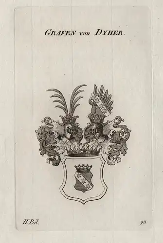 Grafen von Dyher. - Dyhrn Dyherrn Wappen Adel coat of arms Heraldik heraldry