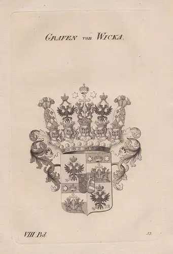 Grafen von Wicka. - Wappen Adel coat of arms Heraldik heraldry