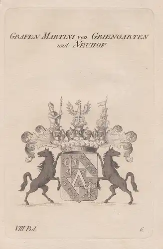 Grafen Martini von Griengarten und Neuhof. - Wappen Adel coat of arms Heraldik heraldry