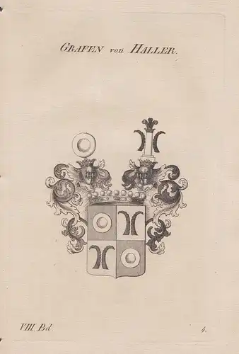 Grafen von Haller. - Wappen Adel coat of arms Heraldik heraldry