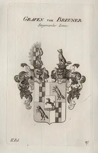 Grafen von Breuner. Steyerische Linie. - Breuner Breiner Breunner Steyr Wappen Adel coat of arms Heraldik hera