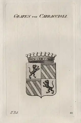 Grafen von Carraccioli. - Caracciolo Wappen Adel coat of arms Heraldik heraldry