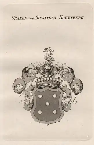 Grafen von Sickingen-Hohenburg. - Wappen coat of arms Heraldik heraldry
