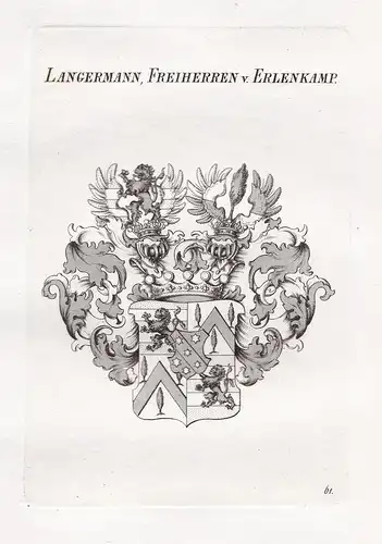 Langermann, Freiherren v. Erlenkamp. - Langermann Erlencamp Wappen coat of arms Heraldik heraldry