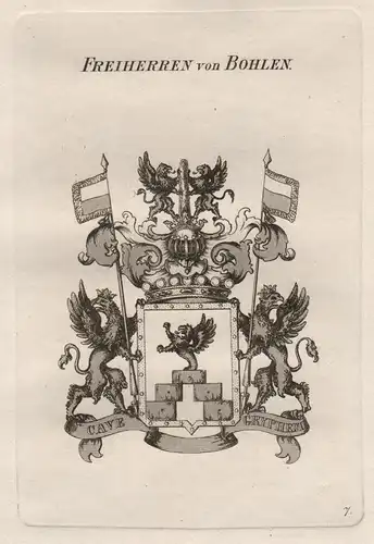 Freiherren von Bohlen. - Wappen coat of arms Heraldik heraldry