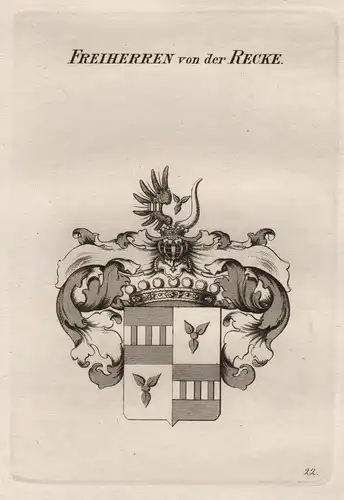 Freiherren von der Recke. - Wappen coat of arms Heraldik heraldry