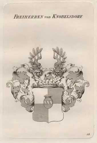 Freiherren von Knobelsdorf. - Knobelsdorff Wappen coat of arms Heraldik heraldry