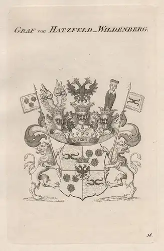 Graf von Hatzfeld-Wildenberg. - Hatzfeld-Wildenburg Wappen coat of arms Heraldik heraldry