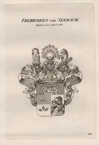 Freiherren von Seebach. - Wappen coat of arms Heraldik heraldry