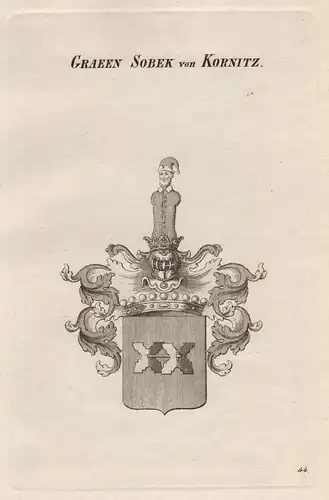 Grafen Sobek von Kornitz. -  Sobeck von Kornitz Wappen coat of arms Heraldik heraldry