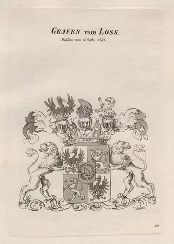 Grafen vom Loss. - Loß Wappen coat of arms Heraldik heraldry