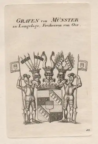 Grafen von Münster zu Langelage, Freiherren von Oer. - Wappen coat of arms Heraldik heraldry