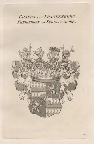 Grafen von Frankenberg. Freiherren von Schellendorf. - Frankenberg Schellendorf Wappen coat of arms Heraldik h