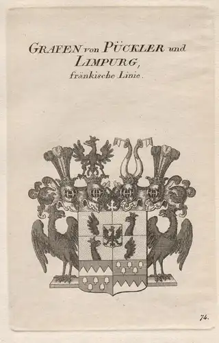 Grafen von Pückler und Limpurg, fränkische Linie. -  Pückler und Limpurg Franken Wappen coat of arms Heraldik