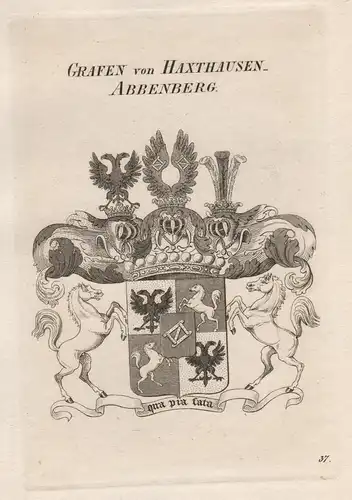 Grafen von Haxthausen_Abbenberg. - Haxthausen Abbenberg Wappen coat of arms Heraldik heraldry