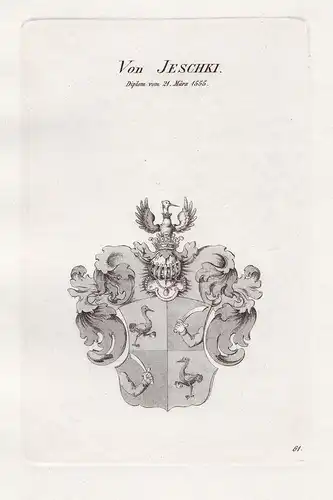 Von Jeschki. - Jeschki Wappen coat of arms Heraldik heraldry