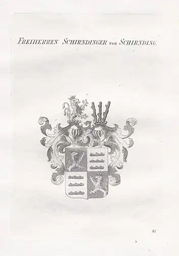 Freiherren Schirndinger von Schirnding. - Wappen coat of arms Heraldik heraldry
