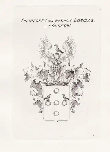 Freiherren von der Vorst Lombeck und Gudenau. - Vorst-Lombeck Gudenau Wappen coat of arms Heraldik heraldry