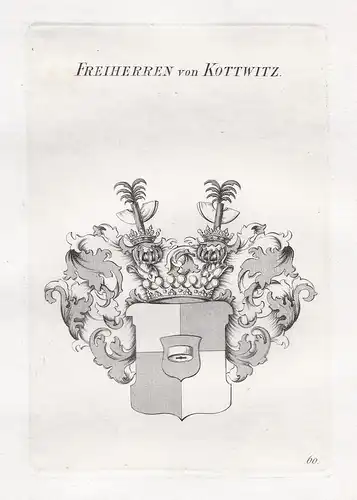 Freiherren von Kottwitz. - Kotwitz Kotwitzs Wappen coat of arms Heraldik heraldry