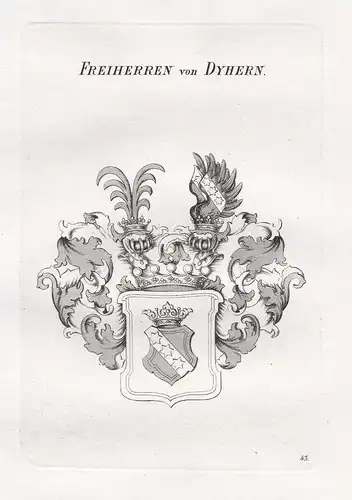 Freiherren von Dyhern. - Dyhrn Dyherrn Wappen coat of arms Heraldik heraldry