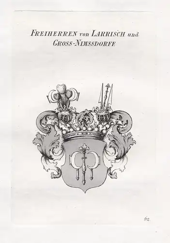Freiherren von Larrisch und Gross-Nimssdorff. - Larisch Groß-Nimsdorff Wappen coat of arms Heraldik heraldry