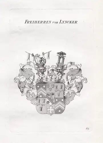 Freiherren von Lyncker. - Lincker Wappen coat of arms Heraldik heraldry