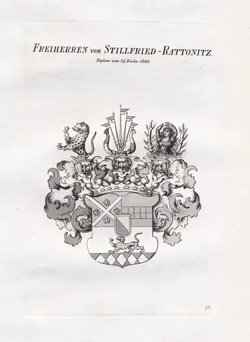 Freiherren von Stillfried-Rattonitz. - Stillfried-Rattonitz Wappen coat of arms Heraldik heraldry