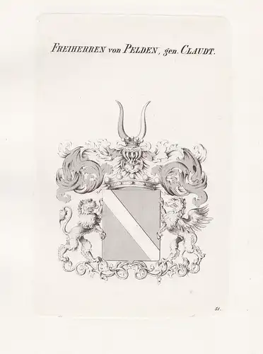 Freiherren von Pelden, gen. Claudt. - Pelden-Cloudt Wappen coat of arms Heraldik heraldry