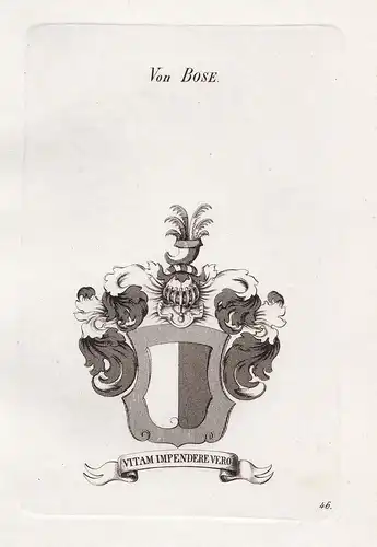 Von Bose. - Bose Wappen coat of arms Heraldik heraldry