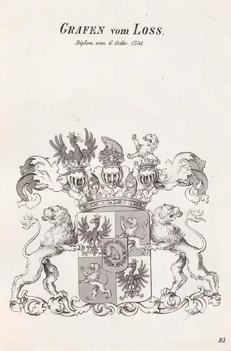 Grafen von Loss. - Loß Loss Wappen coat of arms Heraldik heraldry