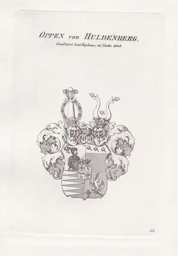 Oppen von Huldenberg. - Oppen Huldenberg Wappen Adel coat of arms Heraldik heraldry