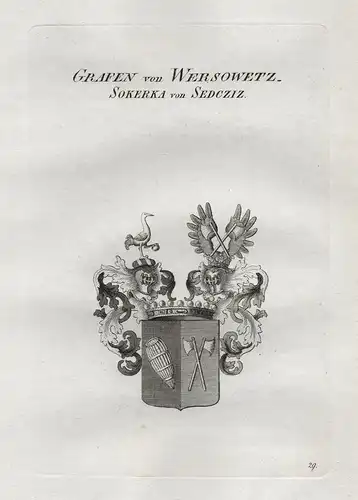 Grafen von Wersowetz-Sokerka von Sedcziz. - Wersowetz-Sokerka Sedcziz Wappen Adel coat of arms Heraldik herald