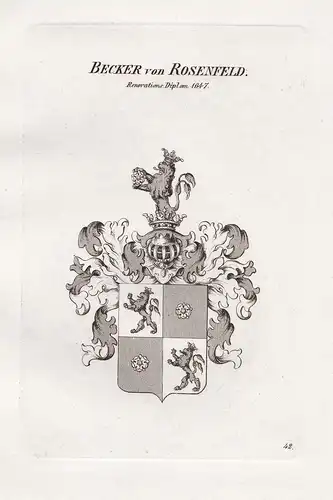 Becker von Rosenfeld. - Becker Rosenfeld Wappen coat of arms Heraldik heraldry