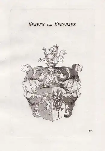 Grafen von Burghaus. - Burghauß Burghauss Burghaus Wappen coat of arms Heraldik heraldry