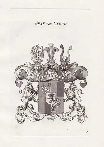 Graf von Unruh. - Unruh Wappen coat of arms Heraldik heraldry