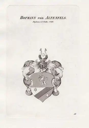 Hofmann von Altenfels. - Hofmann Altenfels Wappen coat of arms Heraldik heraldry