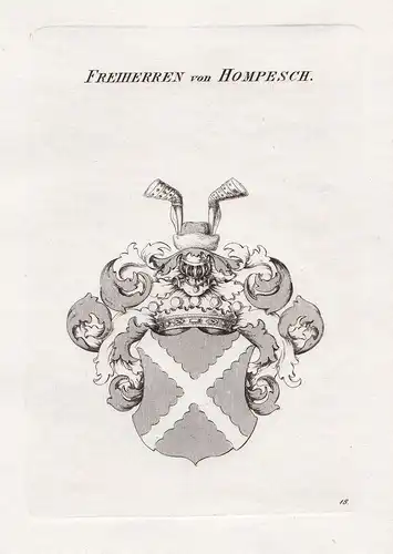 Freiherren von Hompesch. - Hompesch Wappen coat of arms Heraldik heraldry