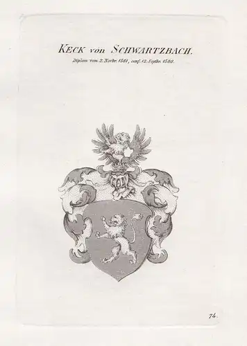 Keck von Schwartzbach. - Keck Schwartzbach Wappen coat of arms Heraldik heraldry