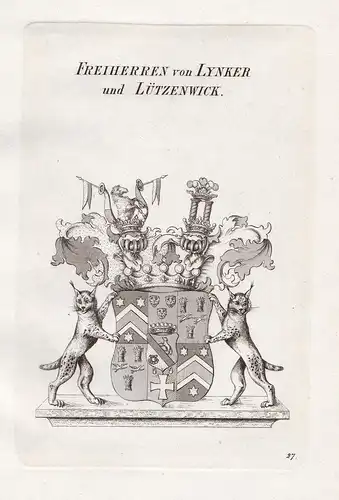 Freiherren von Lynker und Lützenwick. - Lützenwick Lyncker Wappen coat of arms Heraldik heraldry
