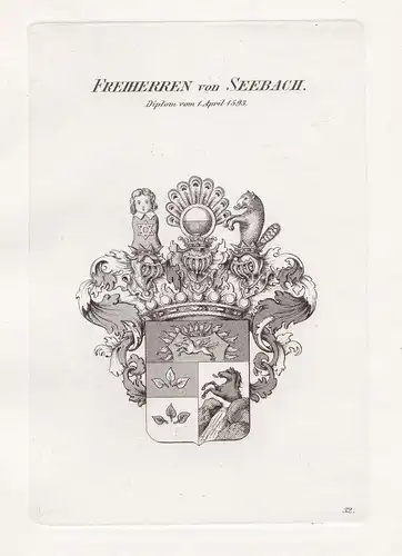 Freiherren von Seebach. - Seebach Wappen Adel coat of arms Heraldik heraldry