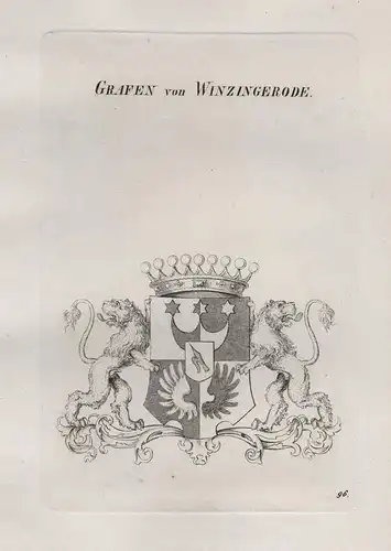 Grafen von Winzingerode. - Wintzingerode Wappen coat of arms Heraldik heraldry