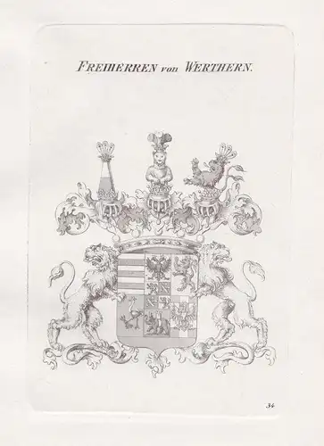 Freiherren von Werthern. - Werthern Wappen Adel coat of arms Heraldik heraldry
