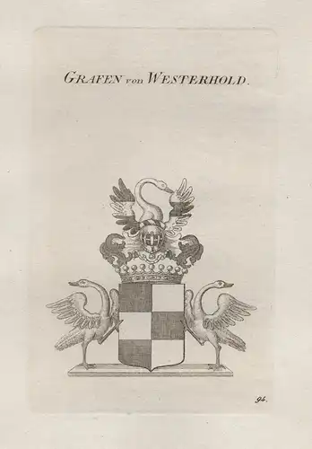 Grafen von Westerhold. - Westerhold Westerholt Wappen coat of arms Heraldik heraldry